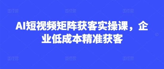 AI短视频矩阵获客实操课，企业低成本精准获客-创领云聚