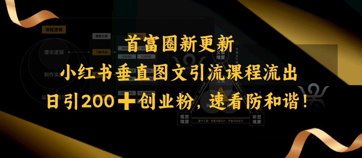 小红书垂直图文引流课程流出，日引200+创业粉，速看防和谐-创领云聚