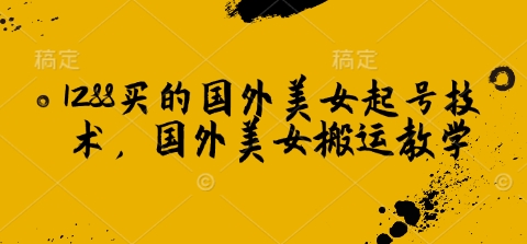 1288买的国外美女起号技术，国外美女搬运教学-创领云聚