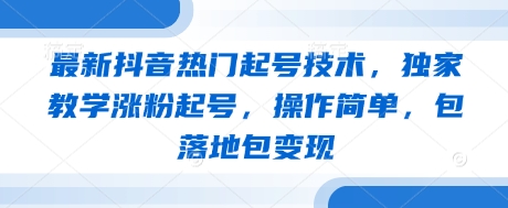 最新抖音热门起号技术，独家教学涨粉起号，操作简单，包落地包变现-创领云聚