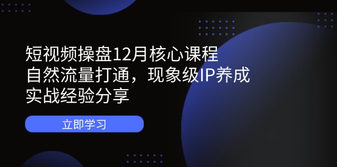 短视频操盘12月核心课程：自然流量打通，现象级IP养成，实战经验分享-创领云聚