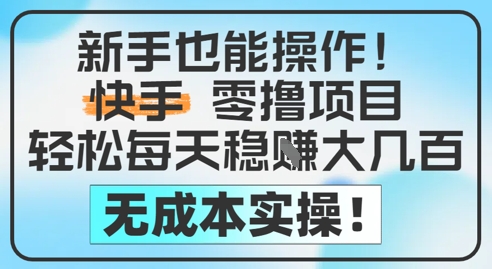 新手也能操作，快手零撸挣米，轻松每天挣2-5张，完全无成本-创领云聚