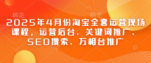 2025年4月份淘宝全套运营现场课程，运营后台、关键词推广、SEO搜索、万相台推广-创领云聚