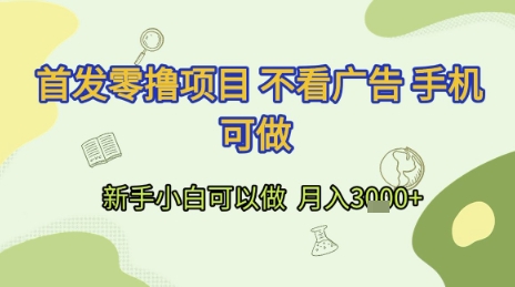 首发零撸项目 不看广告 手机可做 新手小白可以做  月入3k+【揭秘】-创领云聚