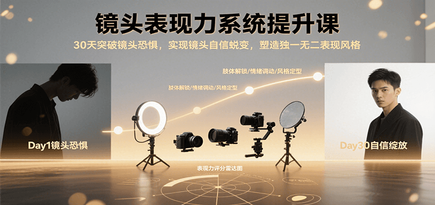 镜头表现力系统提升课，30天突破镜头恐惧实现自信蜕变，塑造独一无二表现风格-创领云聚