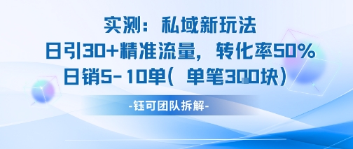 实测私域新玩法日引30加精准流量转化率50%日销5-10单每笔3张-创领云聚