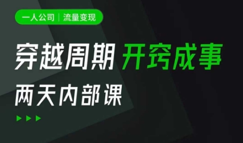一人公司：流量变现课，一人公司的方法模型拆解， 拆解富人思维，流量思维，小老板思维等-创领云聚