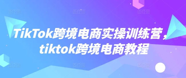 TikTok跨境电商实操训练营，tiktok跨境电商教程-创领云聚