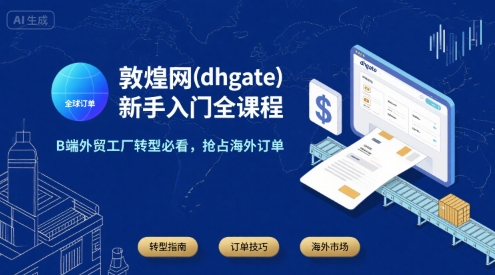 敦煌网(dhgate)新手入门全课程，B端外贸工厂转型必看，抢占海外订单-创领云聚