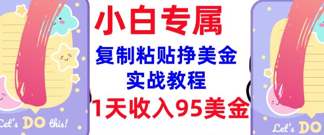 复制粘贴挣美金，0门槛，1天收入95美刀，3分钟学会，内部教程(首次公开)-创领云聚