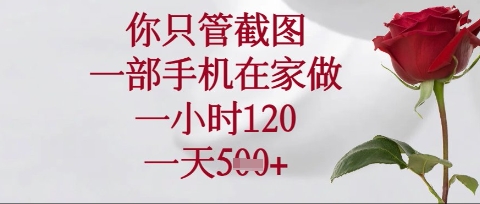 你只管截图，一部手机在家操作，一小时120.一天5张【揭秘】-创领云聚