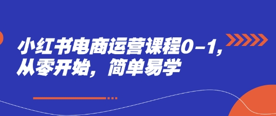 小红书电商运营课程0-1，从零开始，简单易学-创领云聚