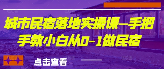城市民宿落地实操课—手把手教小白从0-1做民宿-创领云聚