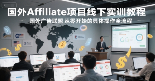 国外Affiliate项目线下实训教程，国外广告联盟从零开始的具体操作全流程-创领云聚