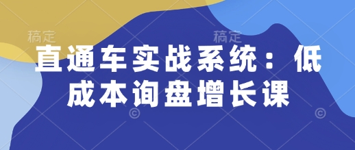 直通车实战系统：低成本询盘增长课，让个人通过技能实现升职加薪，让企业低成本获客，订单源源不断-创领云聚