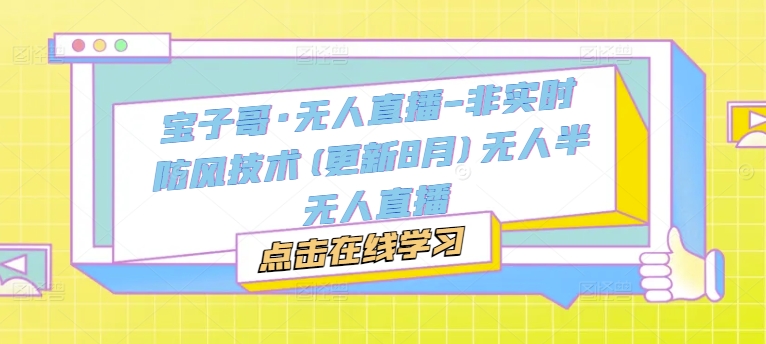 宝子哥·无人直播-非实时防风技术(更新25年6月)无人半无人直播-创领云聚