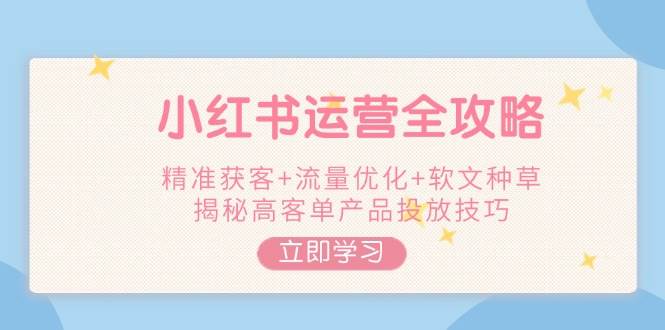 小红书运营全攻略，精准获客+流量优化+软文种草，揭秘高客单产品投放技巧-创领云聚