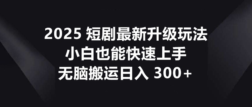 2025短剧最新升级玩法，小白也能快速上手，无脑搬运日入300+-创领云聚