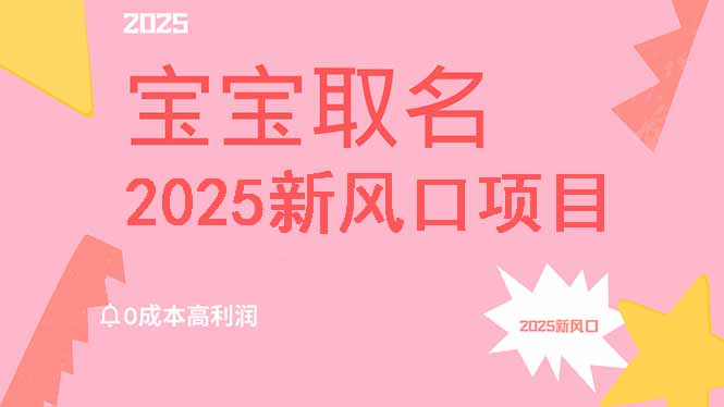 2025新风口项目宝宝取名，0成本高利润，附保姆级教程，月入过万不是梦-创领云聚
