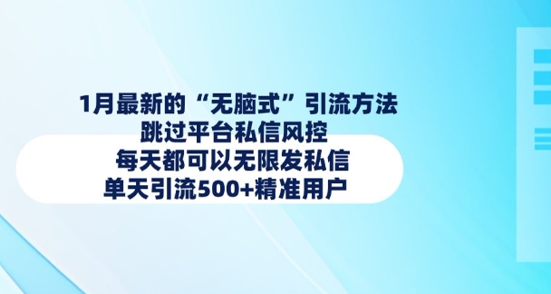 1月最新的无脑式引流方法，跳过平台私信风控，每天都可以无限发私信，单天引流500+精准用户-创领云聚