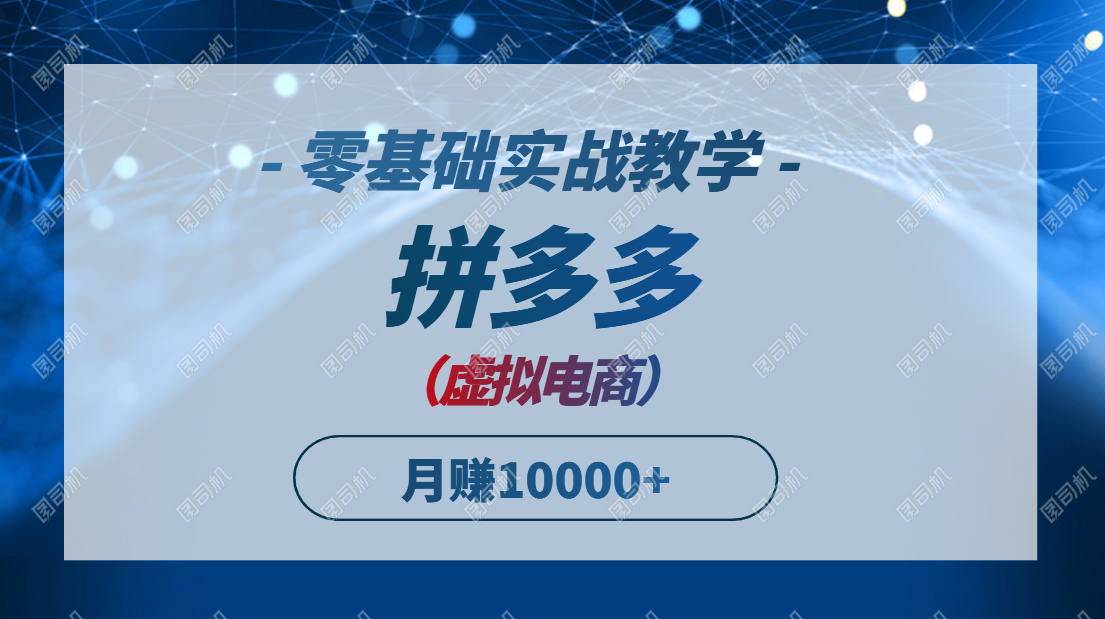 拼多多虚拟电商，零基础实战教学，快速打爆商品，新手也能月入10000+-创领云聚