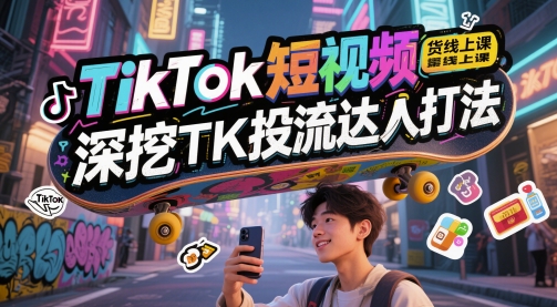 TikTok短视频带货线上课，深挖TK投流达人打法-创领云聚