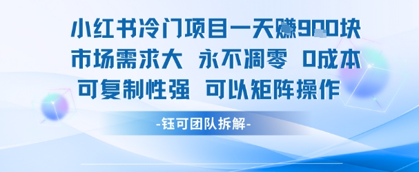 小红书冷门项目一天收益9张，市场需求大，0成本，可复制性强可以矩阵操作-创领云聚