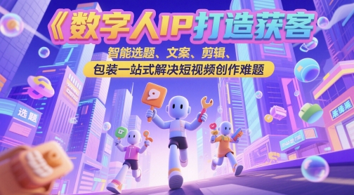 数字人IP打造获客变现实操课，智能选题、文案、剪辑、包装一站式解决短视频创作难题-创领云聚