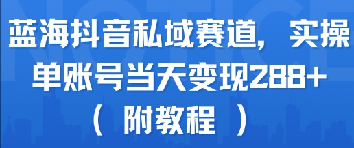 蓝海抖音私域赛道，实操单账号当天变现288+(附教程)-创领云聚