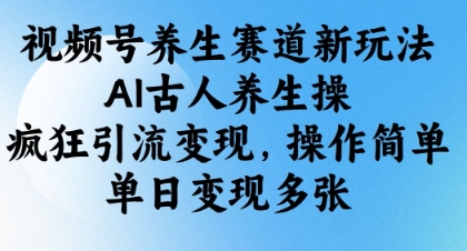 视频号养生赛道新玩法，AI古人养生操，疯狂引流变现，操作简单，单日变现多张-创领云聚
