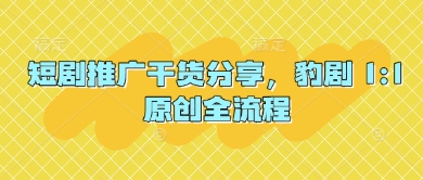 短剧推广干货分享，豹剧 1:1原创全流程-创领云聚