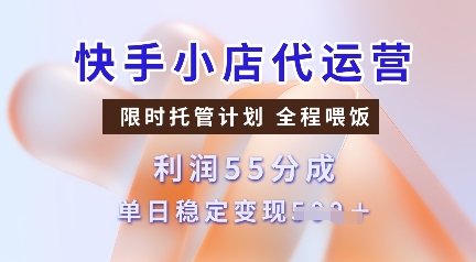 快手小店代运营，限时托管计划，收益55分，单日稳定变现多张【揭秘】-创领云聚