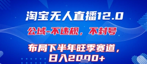 淘宝无人直播12.0，不封号，不违规，布局下半年旺季赛道，日入1k+(独家技术)【揭秘】-创领云聚