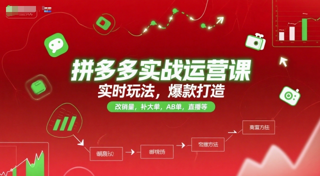 拼多多实战运营课，实时玩法，爆款打造，改销量，补大单，AB单，直播等(更新2025月)-创领云聚