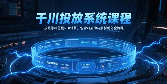 千川投放系统课程，从账号标签到ROI计算，包含冷启动与素材优化全流程-创领云聚