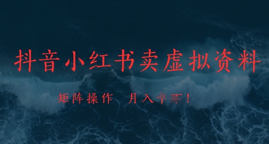 抖音小红书卖虚拟资料，市场需求一直存在，矩阵操作，月入1w+-创领云聚