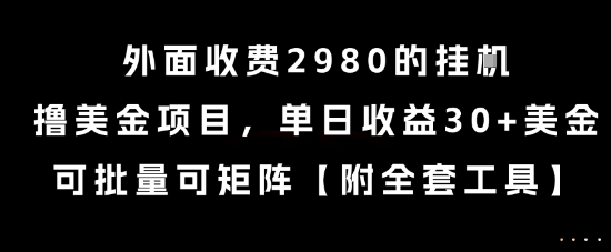 外面收费2980的挂G撸美金项目，单日收益30+美金，可批量可矩阵【揭秘】-创领云聚