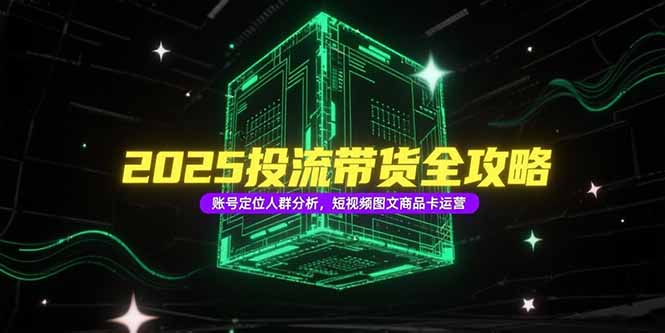 2025投流带货全攻略，账号定位人群分析，短视频图文商品卡运营-创领云聚