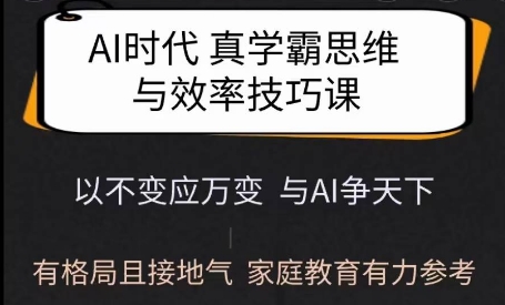 Ai时代真学霸思维与学习方法课，有格局且接地气，家庭教育有力参考-创领云聚