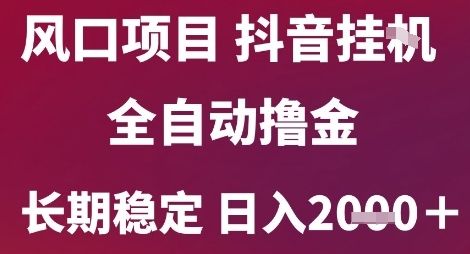 风口项目，六月最新玩法抖音无人挂G，全自动撸金，长期稳定 日入2k+【揭秘】-创领云聚