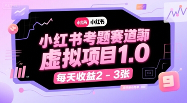 小红书考题赛道虚拟项目1.0，项目操作简单，每天收益2-3张-创领云聚