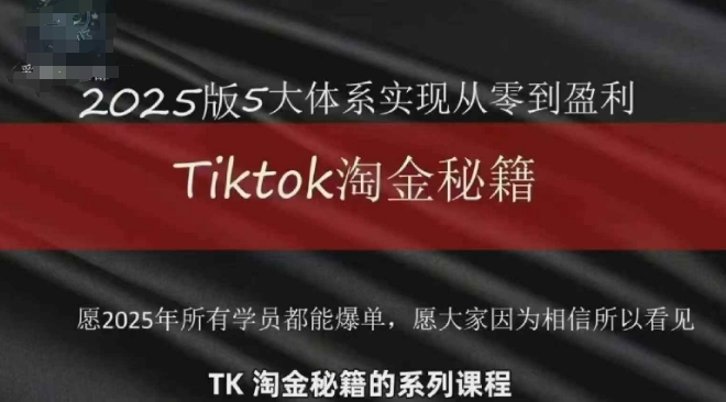 TikTok跨境2025淘金秘籍，​2025TikTok从0到盈利变现-创领云聚
