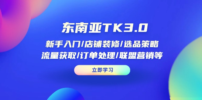 东南亚TK3.0：新手入门/店铺装修/选品策略/流量获取/订单处理/联盟营销等-创领云聚