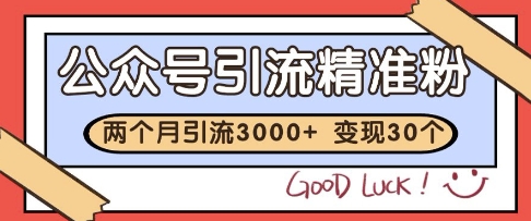 公众号精准粉引流玩法，2个月3000+精准粉，变现30个W【揭秘】-创领云聚