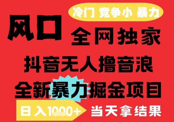 25年6月高爆抖音无人直播最新撸音浪掘金项目，解放双手小白可做，无脑日入1k+，门槛低【揭秘】-创领云聚
