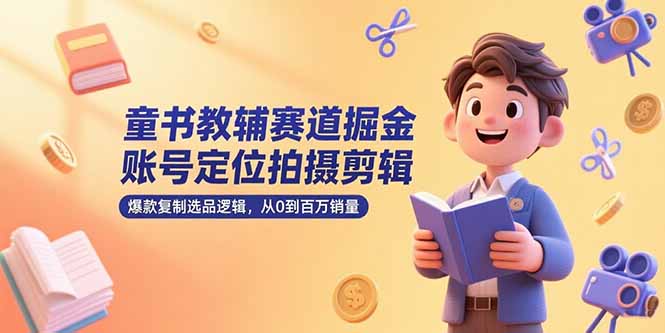 童书教辅赛道掘金，账号定位拍摄剪辑，爆款复制选品逻辑，从0到百万销量-创领云聚