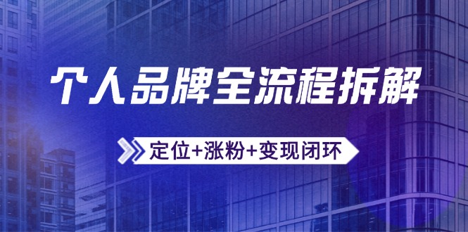 个人品牌全流程拆解：定位+涨粉+变现闭环，微信生态运营与资源整合-创领云聚