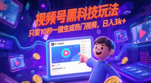 视频号黑科技玩法，只需10秒一键生成热门视频，日入3k+【揭秘】-创领云聚
