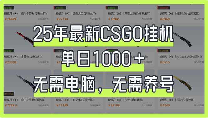 25年最新CSGO挂机系统，单日1000+，无需电脑，无需养号，0基础可上手-创领云聚