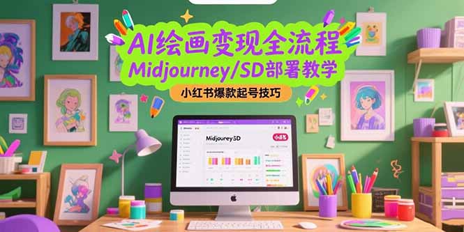 AI绘画变现全流程，Midjourney/SD部署教学，小红书爆款起号技巧-创领云聚